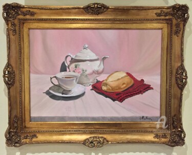 Painting titled "Tea with French Bre…" by Alexandre George, Original Artwork, Oil