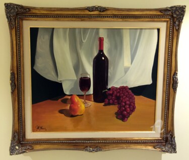Painting titled "Wine and Fruits.jpg" by Alexandre George, Original Artwork, Oil