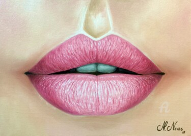 Painting titled "Lips" by Alexandre George, Original Artwork, Oil