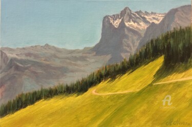 Painting titled "Swiss Alps - Oil on…" by Alexandre George, Original Artwork, Oil