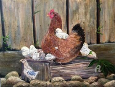 Painting titled "The free-range chic…" by Alexandre George, Original Artwork, Oil