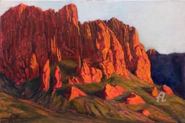 Картина под названием "Desert Walls" - Alexandre George, Подлинное произведение искусства, Масло Установлен на картон