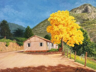Painting titled "Under the shade of…" by Alexandre George, Original Artwork, Oil Mounted on Cardboard