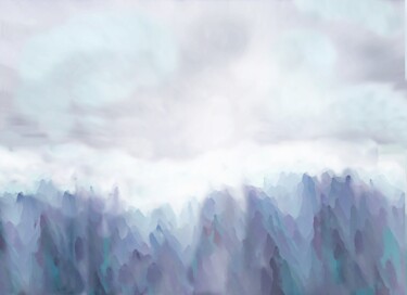 Arts numériques intitulée "snowy mountain land…" par Ageliki Baka, Œuvre d'art originale, Peinture numérique