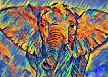 Digitale Kunst mit dem Titel "éléphant coloré" von Agl, Original-Kunstwerk