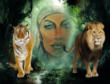 Arts numériques intitulée "Tigre et lion agl" par Agl, Œuvre d'art originale