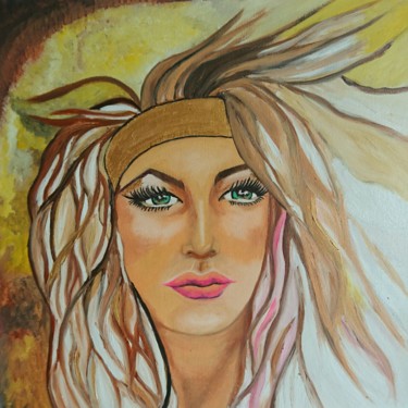 Painting titled "femme fashion" by Agl, Original Artwork, Oil Mounted on Cardboard