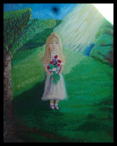 Painting titled "Summer" by Agl, Original Artwork, Oil Mounted on Wood Stretcher frame