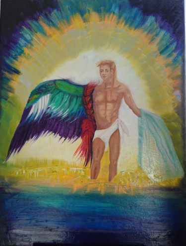 Painting titled "Gabriel" by Agl, Original Artwork, Oil Mounted on Wood Stretcher frame