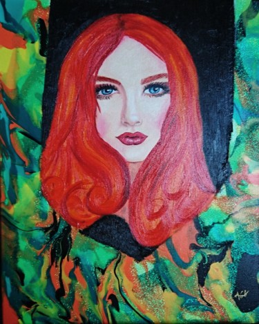 Painting titled "Marion" by Agl, Original Artwork, Acrylic Mounted on Wood Stretcher frame