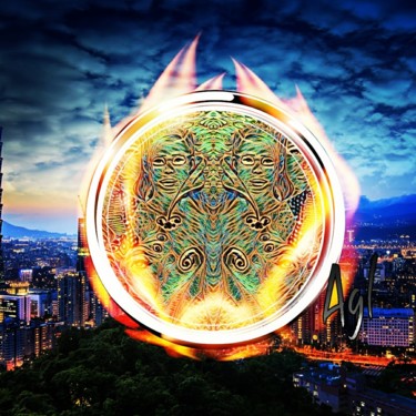 Arts numériques intitulée "Boule de feu" par Agl, Œuvre d'art originale, Photo montage