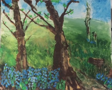 Painting titled "Woods" by Terri, Original Artwork, Acrylic