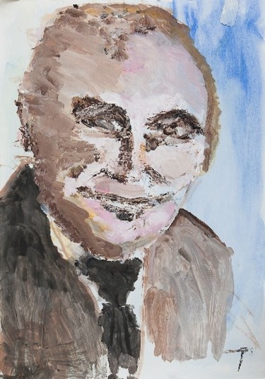 Painting titled "Clive James Portrait" by Terri, Original Artwork, Oil