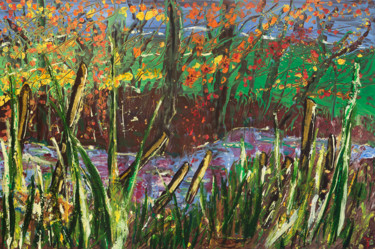 Pintura intitulada "river bank" por Terri, Obras de arte originais, Óleo