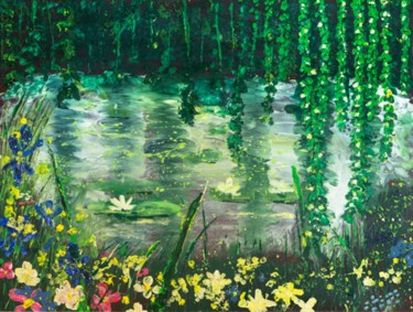 Peinture intitulée "Lilly pond" par Terri, Œuvre d'art originale, Acrylique