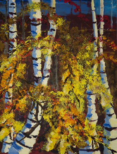 Painting titled "labernam trees" by Terri, Original Artwork, Acrylic