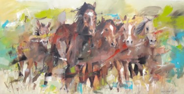 Malarstwo zatytułowany „Cavalos” autorstwa Agnelo Andrade, Oryginalna praca, Olej