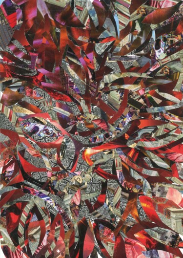 Collages titled "RUBY" by Agnès Adamowicz, Original Artwork, Collages