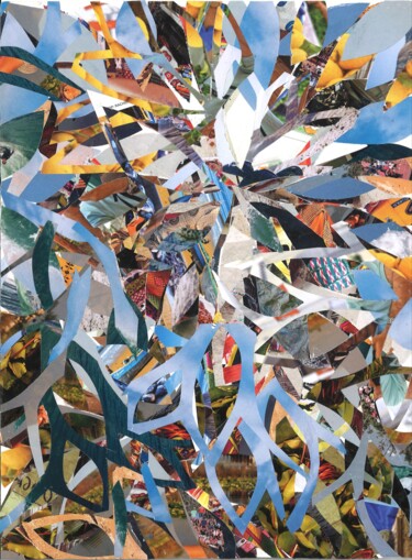 Collages intitulée "BLUE ROOTS" par Agnès Adamowicz, Œuvre d'art originale, Collages
