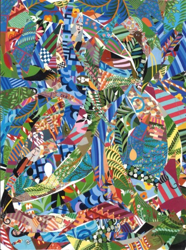 Collages titled "FISH POND" by Agnès Adamowicz, Original Artwork, Collages