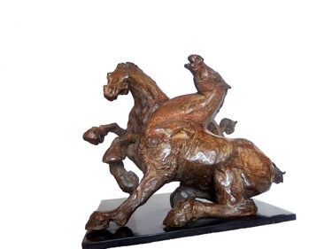Sculptuur getiteld "Chevaux II" door Agnès Aubert, Origineel Kunstwerk, Bronzen