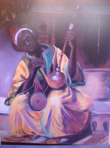 Painting titled "afrique et coutumes" by Agnes Belin, Original Artwork, Pastel