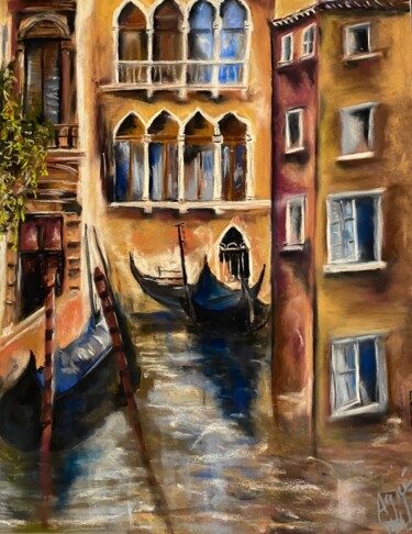 Drawing titled "venise et la couleur" by Agnes Belin, Original Artwork, Pastel