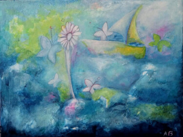 Peinture intitulée "Fleur d'Océan" par Agnès Berlingieri, Œuvre d'art originale, Acrylique