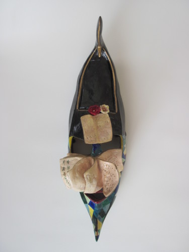 Skulptur mit dem Titel "gondole imaginaire" von Agnès Bollé (AGNES), Original-Kunstwerk, Papier maché