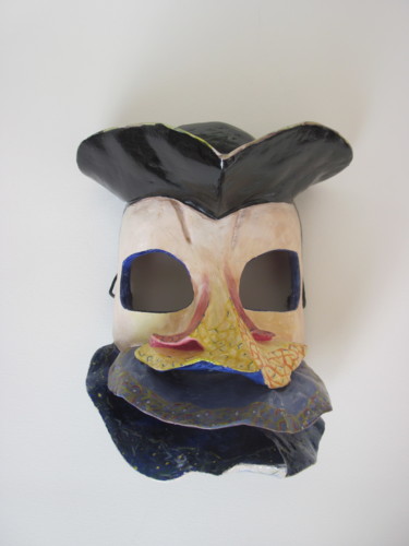 Sculpture titled "Bauta imaginaire" by Agnès Bollé (AGNES), Original Artwork, Paper maché