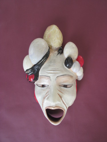 Sculpture titled "Masque Butô" by Agnès Bollé (AGNES), Original Artwork, Wood