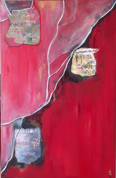 제목이 "Mots rouges abîmés…"인 미술작품 Agnès Bollé (AGNES)로, 원작, 기름