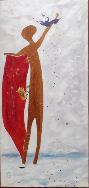 Peinture intitulée "Le poète au tournes…" par Agnès Bollé (AGNES), Œuvre d'art originale, Huile
