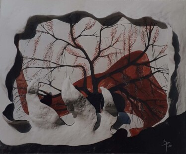 Γλυπτική με τίτλο "Le soleil fut noir" από Agnès Bollé (AGNES), Αυθεντικά έργα τέχνης, Ξύλο