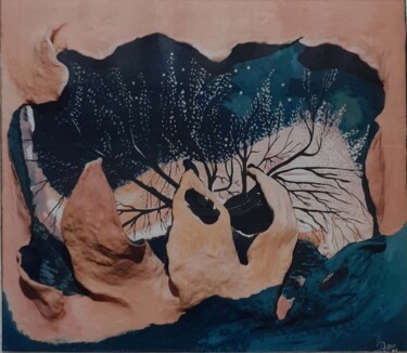 Γλυπτική με τίτλο "Le soleil noir 1" από Agnès Bollé (AGNES), Αυθεντικά έργα τέχνης, Ξύλο