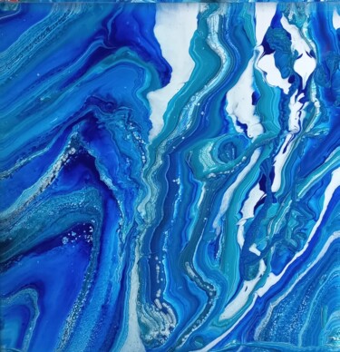 Peinture intitulée "Bleu d'océan" par Agnès Constant, Œuvre d'art originale, Acrylique Monté sur Châssis en bois