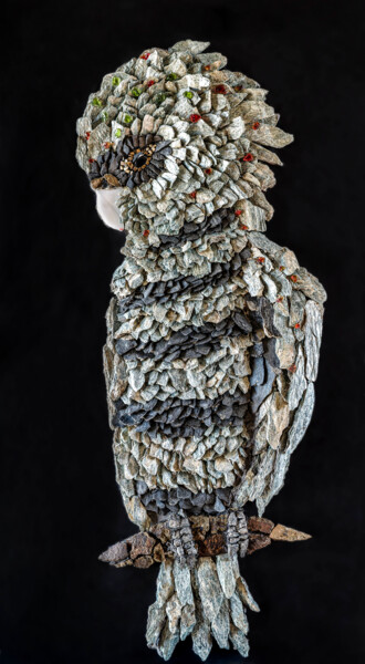 Escultura intitulada "cacatoes" por Agnès Couret, Obras de arte originais, Mosaico Montado em Armação em madeira
