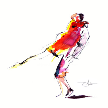 绘画 标题为“Élan” 由Agnès Grégis (Au pinceau dansant), 原创艺术品, 水彩