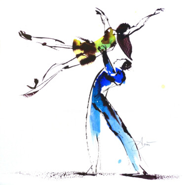 Malerei mit dem Titel "Anis étoilé" von Agnès Grégis (Au pinceau dansant), Original-Kunstwerk, Aquarell