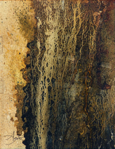Pintura intitulada "Peau d'arbre" por Agnès Grégis (Au pinceau dansant), Obras de arte originais, Aquarela