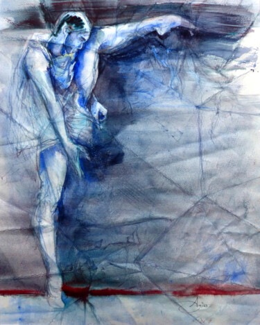 "Perchée" başlıklı Tablo Agnès Grégis (Au pinceau dansant) tarafından, Orijinal sanat, Suluboya