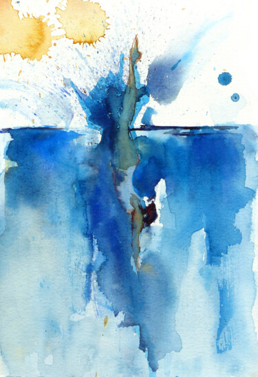 「Le Plongeon」というタイトルの絵画 Agnès Grégis (Au pinceau dansant)によって, オリジナルのアートワーク, 水彩画