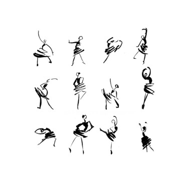Digitale Kunst mit dem Titel ""La danse est le ry…" von Agnès Grégis (Au pinceau dansant), Original-Kunstwerk, Tinte