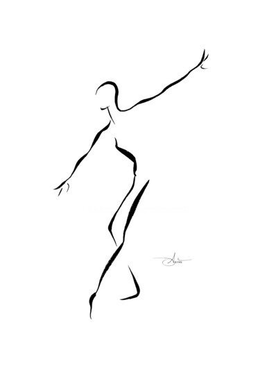 Desenho intitulada ""Ephémère, immortel…" por Agnès Grégis (Au pinceau dansant), Obras de arte originais, Tinta