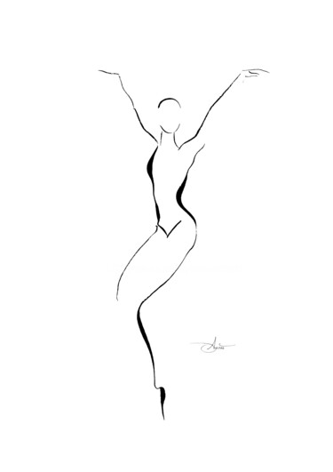 Desenho intitulada ""Un minimum d'expli…" por Agnès Grégis (Au pinceau dansant), Obras de arte originais, Tinta