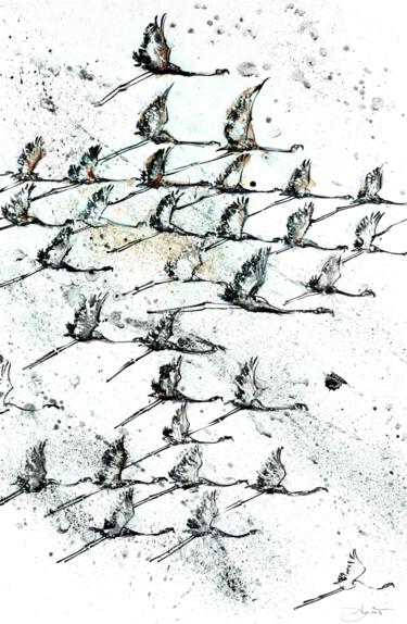 "Les Longues Lignes…" başlıklı Tablo Agnès Grégis (Au pinceau dansant) tarafından, Orijinal sanat, Suluboya