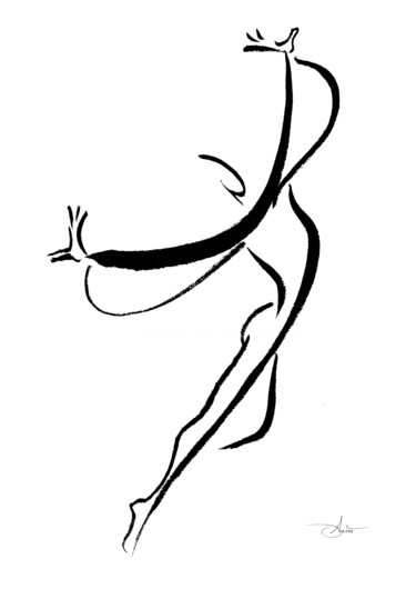 Desenho intitulada ""Une danse légère d…" por Agnès Grégis (Au pinceau dansant), Obras de arte originais, Foto Montagem