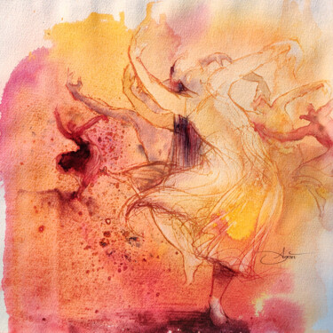 Peinture intitulée "Le Sacre du printem…" par Agnès Grégis (Au pinceau dansant), Œuvre d'art originale, Aquarelle