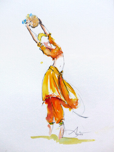 "La bayadère N°1" başlıklı Tablo Agnès Grégis (Au pinceau dansant) tarafından, Orijinal sanat, Suluboya