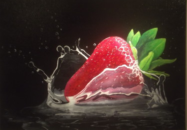 Painting titled "STRAWBERRY" by Agnes Jouart, Original Artwork, Oil